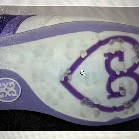 G/Fore Grosgrain Brogue Gallivanter Golf Ivory purple ladies shoes size 7,5 - Picture 4 of 9
